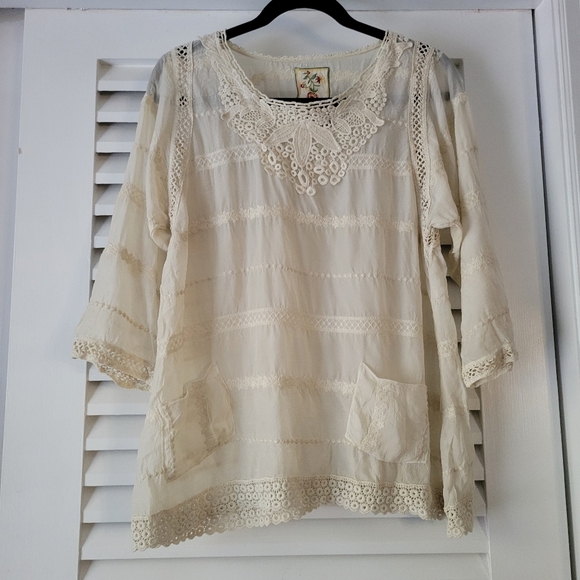 Johnny was  100% Cupra Rayon top blouse. - Picture 1 of 11